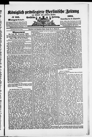 Königlich privilegirte Berlinische Zeitung von Staats- und gelehrten Sachen vom 21.09.1893
