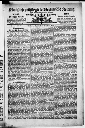 Königlich privilegirte Berlinische Zeitung von Staats- und gelehrten Sachen vom 24.09.1893
