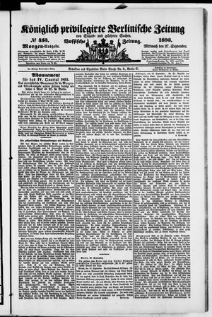 Königlich privilegirte Berlinische Zeitung von Staats- und gelehrten Sachen vom 27.09.1893