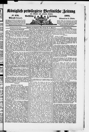Königlich privilegirte Berlinische Zeitung von Staats- und gelehrten Sachen vom 11.10.1893
