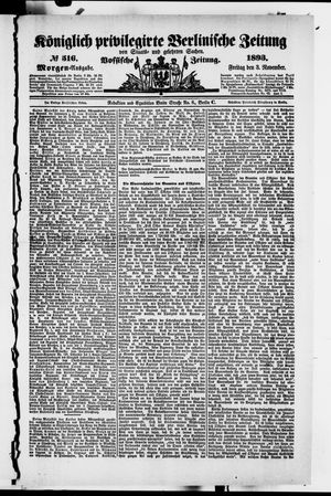 Königlich privilegirte Berlinische Zeitung von Staats- und gelehrten Sachen vom 03.11.1893