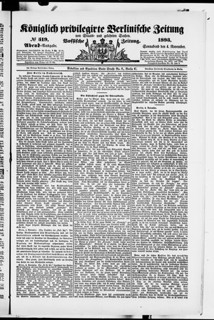 Königlich privilegirte Berlinische Zeitung von Staats- und gelehrten Sachen vom 04.11.1893
