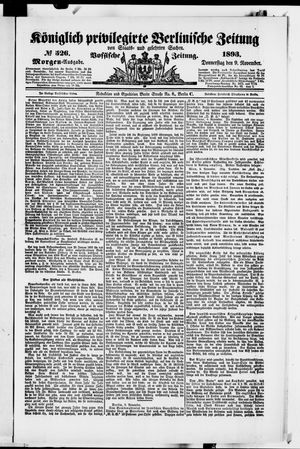 Königlich privilegirte Berlinische Zeitung von Staats- und gelehrten Sachen vom 09.11.1893