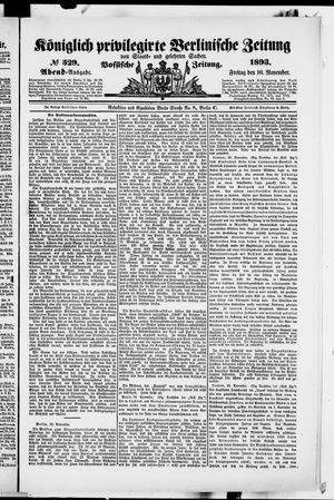 Königlich privilegirte Berlinische Zeitung von Staats- und gelehrten Sachen vom 10.11.1893
