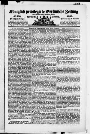 Königlich privilegirte Berlinische Zeitung von Staats- und gelehrten Sachen vom 11.11.1893