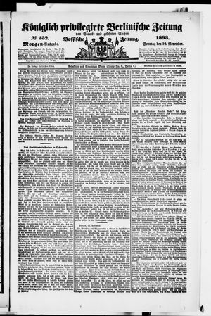 Königlich privilegirte Berlinische Zeitung von Staats- und gelehrten Sachen vom 12.11.1893