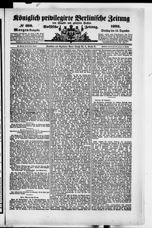 Königlich privilegirte Berlinische Zeitung von Staats- und gelehrten Sachen vom 12.12.1893