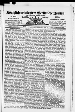 Königlich privilegirte Berlinische Zeitung von Staats- und gelehrten Sachen vom 20.12.1893