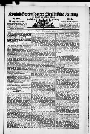 Königlich privilegirte Berlinische Zeitung von Staats- und gelehrten Sachen vom 22.12.1893