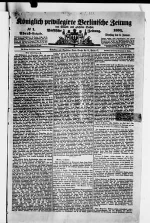 Königlich privilegirte Berlinische Zeitung von Staats- und gelehrten Sachen vom 02.01.1894