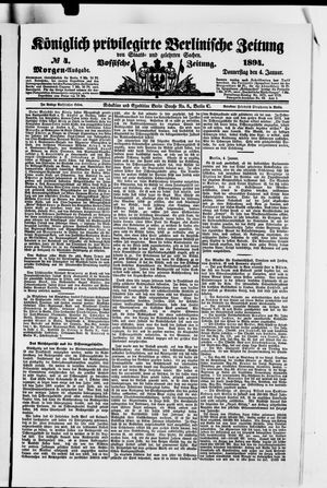 Königlich privilegirte Berlinische Zeitung von Staats- und gelehrten Sachen on Jan 4, 1894