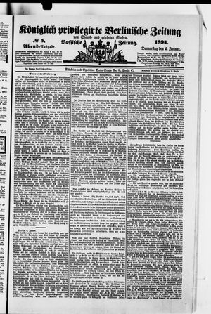 Königlich privilegirte Berlinische Zeitung von Staats- und gelehrten Sachen vom 04.01.1894