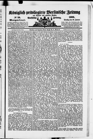 Königlich privilegirte Berlinische Zeitung von Staats- und gelehrten Sachen vom 16.01.1894