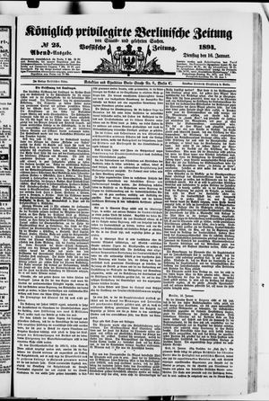 Königlich privilegirte Berlinische Zeitung von Staats- und gelehrten Sachen vom 16.01.1894