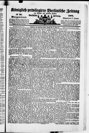 Königlich privilegirte Berlinische Zeitung von Staats- und gelehrten Sachen vom 17.01.1894