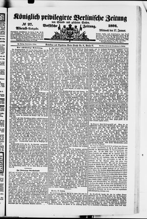 Königlich privilegirte Berlinische Zeitung von Staats- und gelehrten Sachen vom 17.01.1894