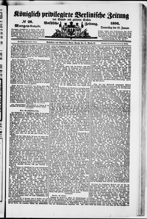 Königlich privilegirte Berlinische Zeitung von Staats- und gelehrten Sachen vom 18.01.1894