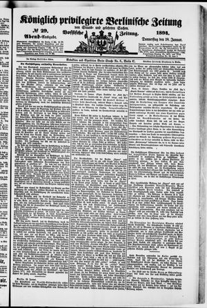 Königlich privilegirte Berlinische Zeitung von Staats- und gelehrten Sachen vom 18.01.1894