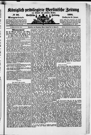 Königlich privilegirte Berlinische Zeitung von Staats- und gelehrten Sachen vom 23.01.1894