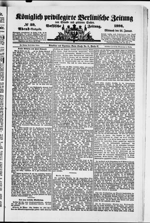 Königlich privilegirte Berlinische Zeitung von Staats- und gelehrten Sachen vom 24.01.1894