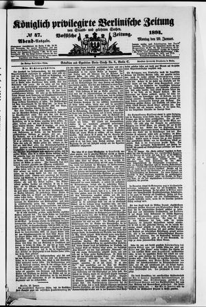 Königlich privilegirte Berlinische Zeitung von Staats- und gelehrten Sachen vom 29.01.1894