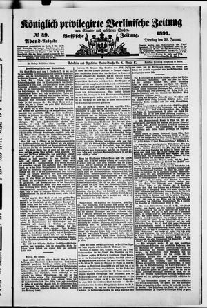 Königlich privilegirte Berlinische Zeitung von Staats- und gelehrten Sachen on Jan 30, 1894