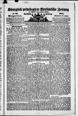 Königlich privilegirte Berlinische Zeitung von Staats- und gelehrten Sachen vom 31.01.1894