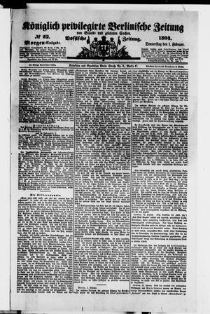 Königlich privilegirte Berlinische Zeitung von Staats- und gelehrten Sachen vom 01.02.1894