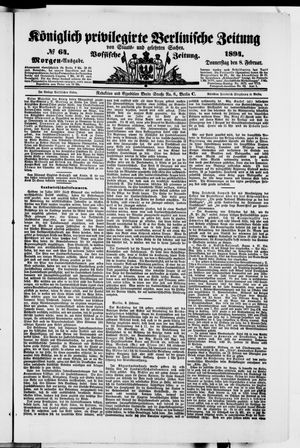 Königlich privilegirte Berlinische Zeitung von Staats- und gelehrten Sachen on Feb 8, 1894