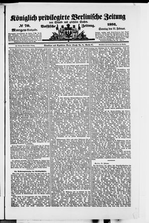 Königlich privilegirte Berlinische Zeitung von Staats- und gelehrten Sachen on Feb 11, 1894