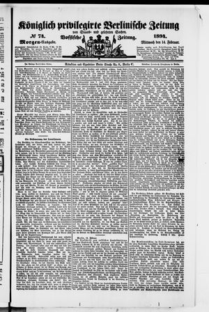 Königlich privilegirte Berlinische Zeitung von Staats- und gelehrten Sachen vom 14.02.1894