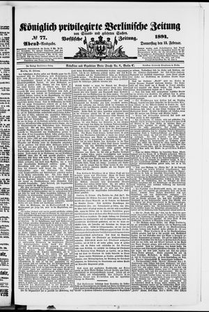 Königlich privilegirte Berlinische Zeitung von Staats- und gelehrten Sachen vom 15.02.1894