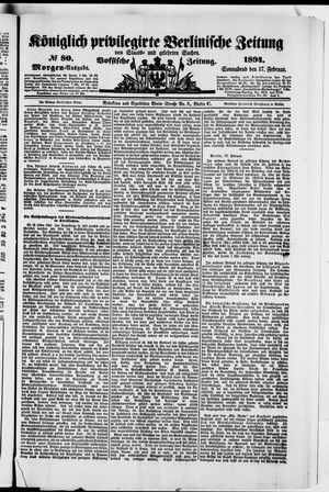 Königlich privilegirte Berlinische Zeitung von Staats- und gelehrten Sachen vom 17.02.1894