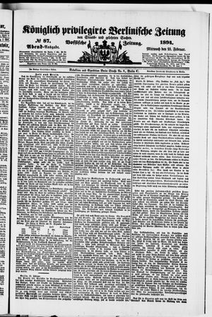Königlich privilegirte Berlinische Zeitung von Staats- und gelehrten Sachen on Feb 21, 1894