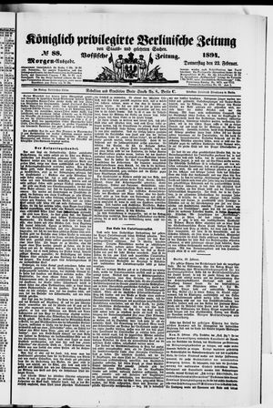 Königlich privilegirte Berlinische Zeitung von Staats- und gelehrten Sachen on Feb 22, 1894