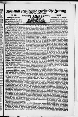 Königlich privilegirte Berlinische Zeitung von Staats- und gelehrten Sachen on Feb 24, 1894