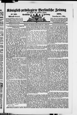 Königlich privilegirte Berlinische Zeitung von Staats- und gelehrten Sachen vom 01.03.1894