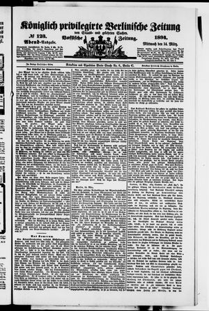 Königlich privilegirte Berlinische Zeitung von Staats- und gelehrten Sachen vom 14.03.1894