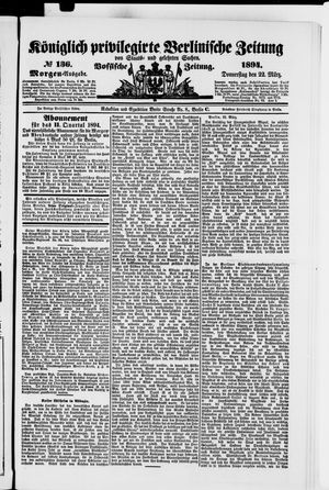 Königlich privilegirte Berlinische Zeitung von Staats- und gelehrten Sachen vom 22.03.1894