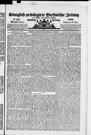 Königlich privilegirte Berlinische Zeitung von Staats- und gelehrten Sachen vom 27.03.1894