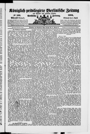 Königlich privilegirte Berlinische Zeitung von Staats- und gelehrten Sachen on Apr 4, 1894
