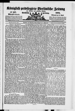 Königlich privilegirte Berlinische Zeitung von Staats- und gelehrten Sachen vom 11.04.1894