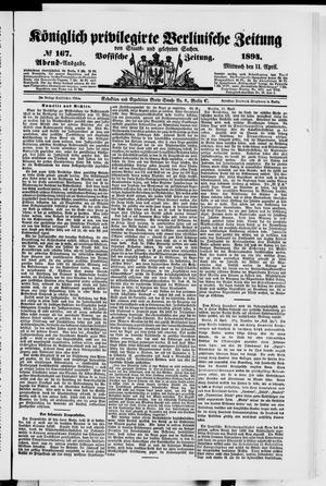 Königlich privilegirte Berlinische Zeitung von Staats- und gelehrten Sachen on Apr 11, 1894