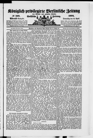 Königlich privilegirte Berlinische Zeitung von Staats- und gelehrten Sachen vom 12.04.1894