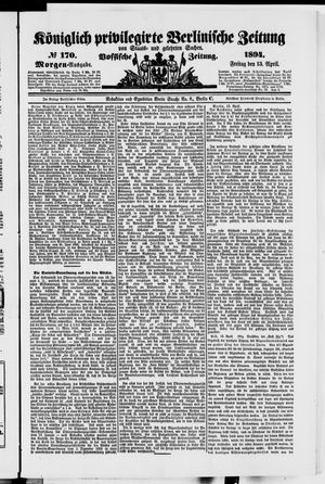 Königlich privilegirte Berlinische Zeitung von Staats- und gelehrten Sachen vom 13.04.1894