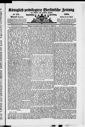 Königlich privilegirte Berlinische Zeitung von Staats- und gelehrten Sachen vom 13.04.1894