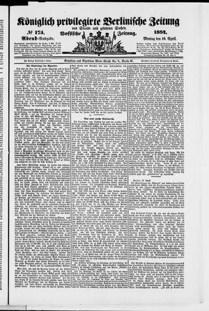 Königlich privilegirte Berlinische Zeitung von Staats- und gelehrten Sachen vom 16.04.1894