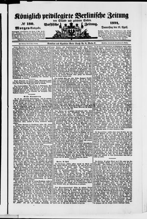 Königlich privilegirte Berlinische Zeitung von Staats- und gelehrten Sachen vom 19.04.1894