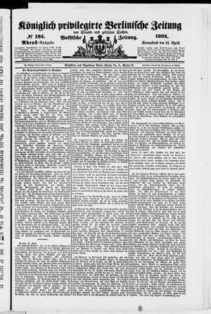 Königlich privilegirte Berlinische Zeitung von Staats- und gelehrten Sachen vom 21.04.1894