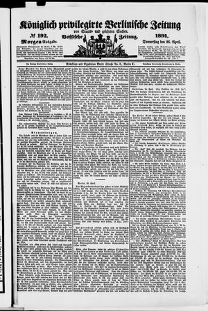 Königlich privilegirte Berlinische Zeitung von Staats- und gelehrten Sachen on Apr 26, 1894
